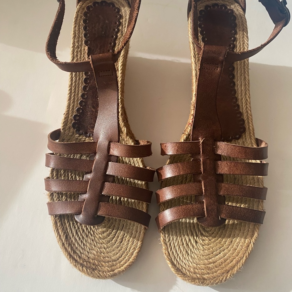 CHOCOLATE BLU Brown Sandal with wedge heel size 41 (11). Made in Spain.